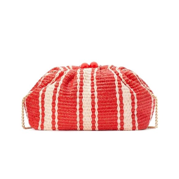 New Kate Spade Scrunchy Convertible Clutch Heirloom Straw - Picture 4 of 6